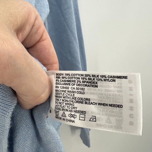 Dunning Cotton Silk Cashmere Blend V-Neck Blue Sweater Men's XXL - Picture 3 of 4